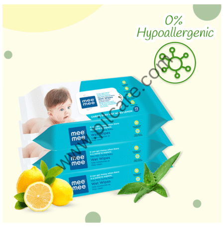 Mee Mee Caring Baby Wet Wipes with Aloe Vera & Lemon Extract (72 Each)