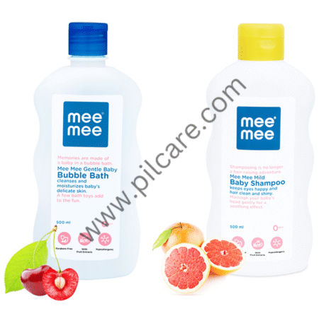 Mee Mee Combo Pack of Baby Bubble Bath & Mild Baby Shampoo (500 ml Each)