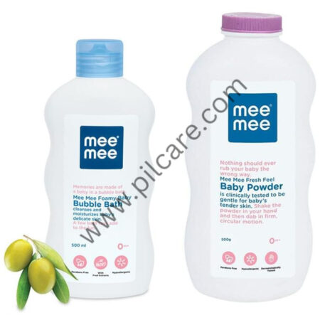 Mee Mee Combo Pack of Baby Bubble Bath 500ml and Baby Powder 500gm with Fruit Extracts