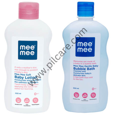 Mee Mee Combo Pack of Soft Baby Lotion & Gentle Baby Bubble Bath (500ml Each)
