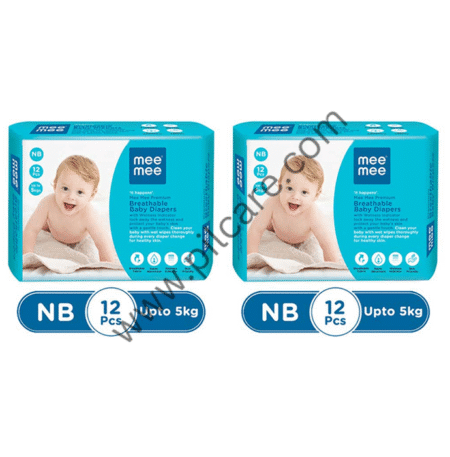 Mee Mee Premium Breathable Baby Diapers with Wetness Indicator (12 Each)