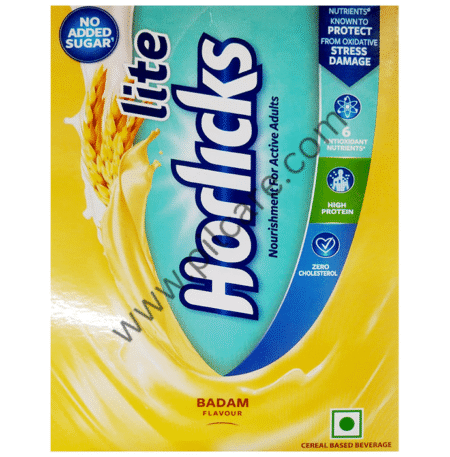 Horlicks Lite with Antioxidant Nutrients, Protein & No Added Sugar for Stamina, Bones, Immunity & Growth Badam