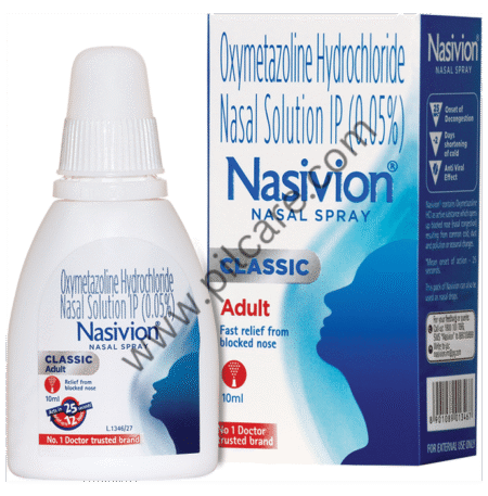 Nasivion Classic Adult 0.05% Nasal Spray | Fast Relief from Blocked Nose
