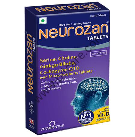 Neurozan Tablet with Serine, Choline, Gingko Biloba & Coenzyme Q10 | Gluten Free