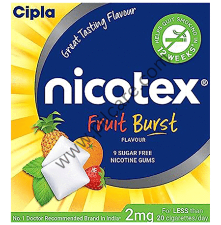 Nicotex 2mg Sugar Free Fruit Burst Chewing Gums