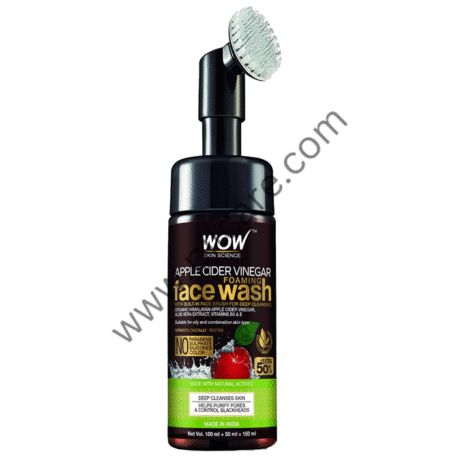 WOW Skin Science Apple Cider Vinegar Foaming Face Wash with Built-In Face Brush