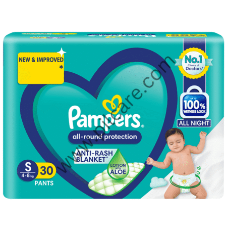 Pampers All-Round Protection Anti Rash Blanket Lotion with Aloe Vera Diaper Small