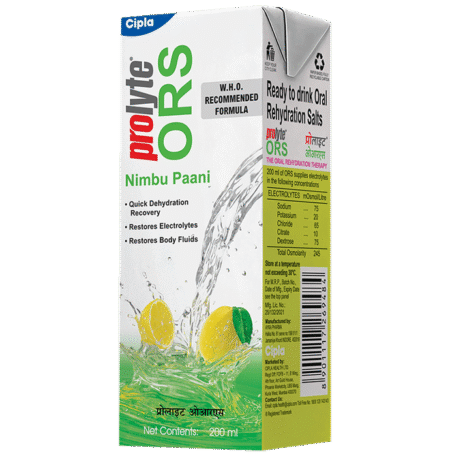 Prolyte ORS Ready To Drink for Body Fluid & Electrolyte Replenishment | For Stomach Care & Dehydration | Flavour Nimbu Paani