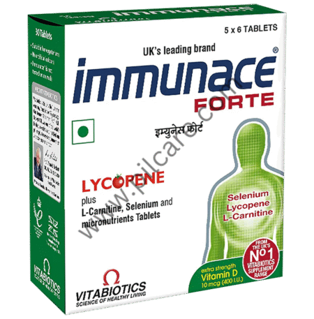 Immunace Forte Tablet with Lycopene+L-Carnitine, Vitamin D (400 IU) | For Immunity