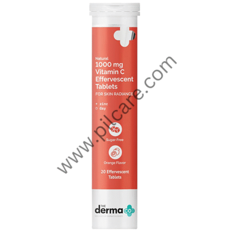 The Derma Co 1000mg Vitamin C with Zinc Day Effervescent Tablet | For Skin Radiance | Sugar-Free | Flavour Orange