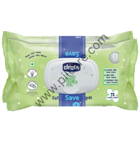 Chicco Baby Momets Wipes Fliptop-Bipack (72 Each)