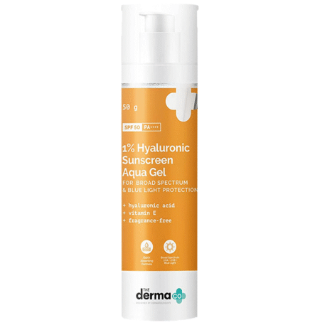 The Derma Co 1% Hyaluronic Sunscreen Aqua Gel with Vitamin E | Fragrance-Free