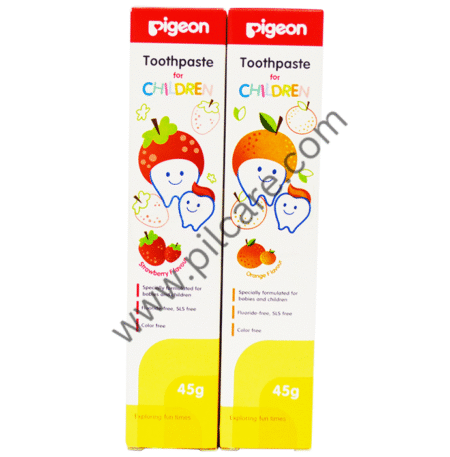 Pigeon Combo Pack of Strawberry and Orange Toothpaste for Children (45g Each)