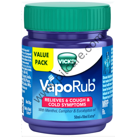 Vicks Vaporub Balm with Menthol, Camphor & Eucalyptus Oil | Relieves 6 Symptoms of Cough & Cold | Goodness of Ayurveda