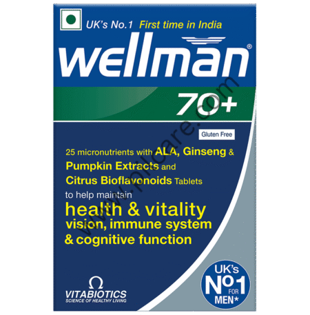 Wellman 70+ Health Supplement to Maintain Health & Vitality Vision, Immunace System & Cognitive System Tablet Gluten Free