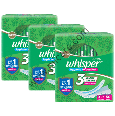 Whisper Ultra Hygiene + Comfort Sanitary Pads (50 Each) XL+