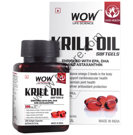 WOW Life Science Krill Oil with EPA, DHA & Astaxanthin | Softgel for Heart, Joint & Antioxidant Support