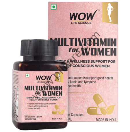 WOW Life Science Multivitamin with Vitamin A, Lutein & Lycopene | Vegetarian Capsule for Women