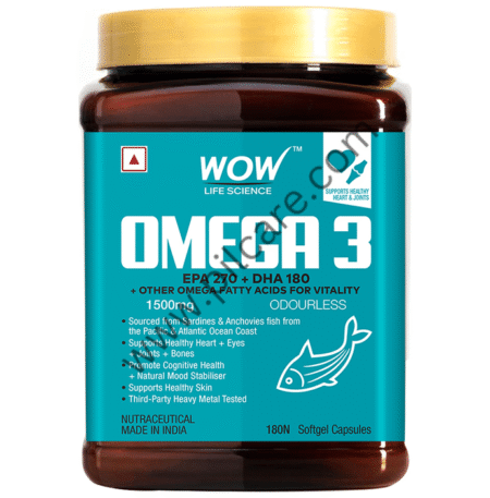 WOW Life Science Omega 3 1500mg | Softgel Capsule for Heart, Joint, Brain, Eyes, Skin & Bones