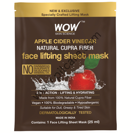 WOW Skin Science Apple Cider Vinegar Natural Cupra Fiber Face Lifting Sheet Mask (25ml Each)