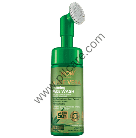 WOW Skin Science Face Wash Aloevera Foaming with Built-In Face Brush