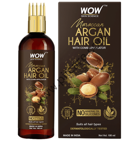 WOW Skin Science Moroccan Argan Hair Oil with Comb Applicator