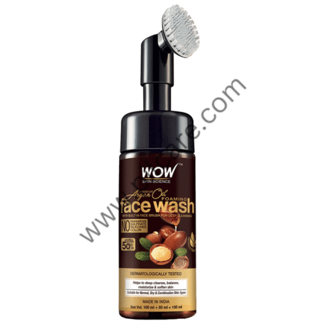 WOW Skin Science Moroccan Argan Oil Foaming Face Wash with Built-In Face Brush
