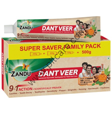 Zandu Dant Veer Super Saver Family Pack (200gm +200gm + 100gm)