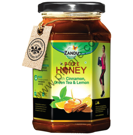 Zandu Pure Honey with Cinnamon, Green Tea & Lemon