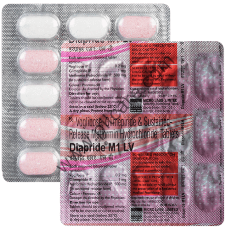 Diapride M1 LV 1mg/500mg/0.2mg Tablet SR