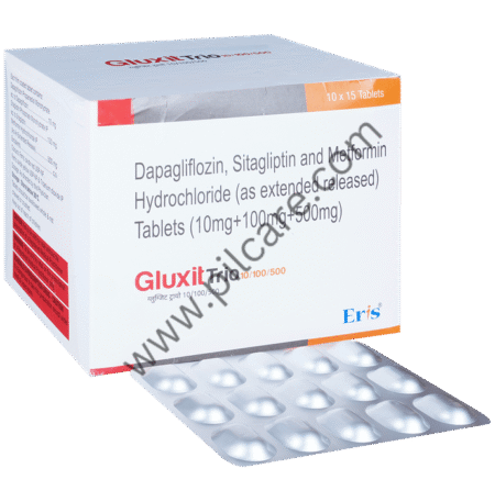 Gluxit Trio 10mg/500mg/100mg Tablet