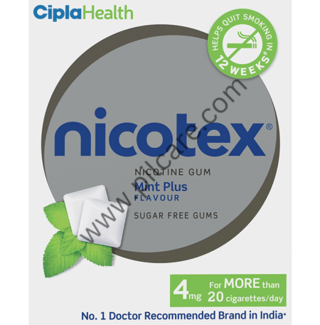 Nicotex Nicotine Sugar Free 4mg Chewing Gums Mint Plus
