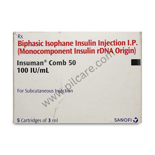 Insuman Comb 50 100IU Cartridge 3 ml