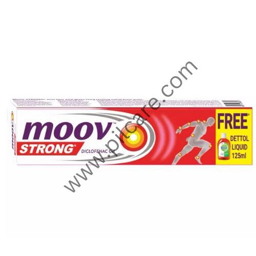 Moov Strong Diclofenac Pain Relief Gel with 125ml Dettol Antiseptic Liquid Free