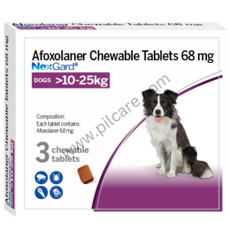 NexGard 68mg Flea and Tick Chewable Tablet for Dogs 10-25 kg
