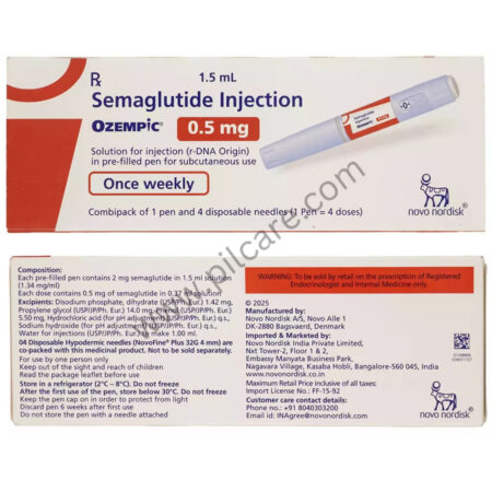 Ozempic 0.5mg Pre Filled Pen Of 1.5ml Solution For Injection