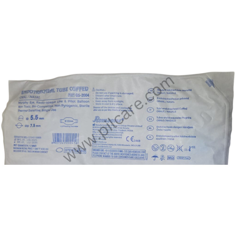 Romsons Endotracheal Tube Cuffed