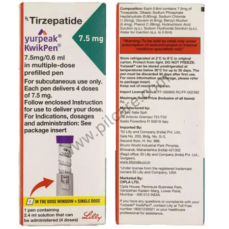 Yurpeak Kwikpen 7.5mg Pre Filled Pen Of 2.4ml Solution For Injection