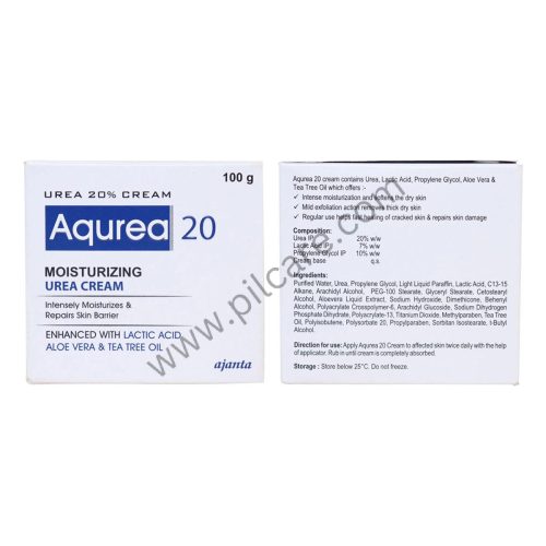 Aqurea 20 Moisturizing Urea Cream with Lactic Acid, Aloe Vera & Tea Tree Oil