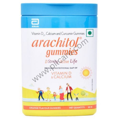 Arachitol Gummies - Vitamin D3+Calcium+Curcumin Gummies Orange Flavour
