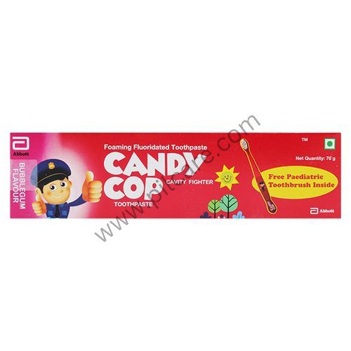 Candy Cop Foaming Fluoridated Toothpaste Bubblegum with Paediatric Toothbrush Inside Free