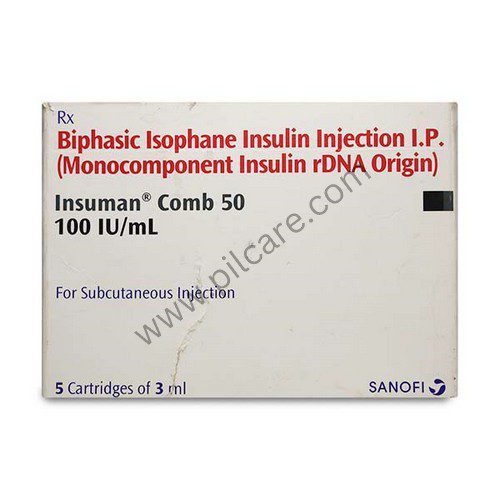 Insuman Comb 50 100IU Cartridge 3 ml