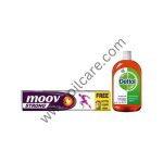 Moov Strong Diclofenac Pain Relief Gel with 60ml Dettol Antiseptic Liquid Free