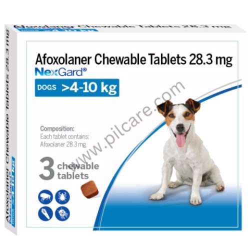 NexGard 28.3mg Flea and Tick Chewable Tablet for Dogs 4-10 kg