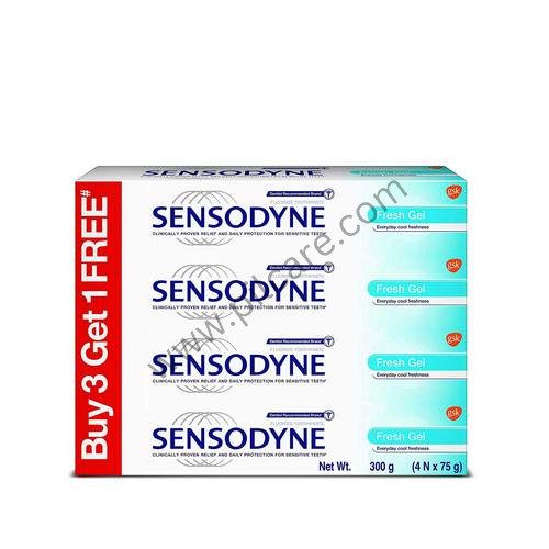 Sensodyne Toothpaste 75gm Each (Buy 3 Get 1 Free) Fresh Gel