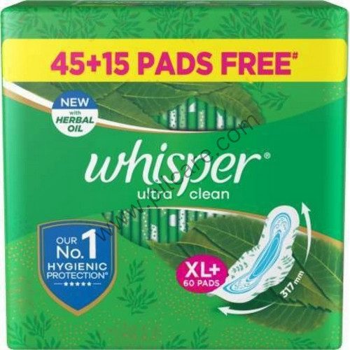 Whisper Ultra Clean with Herbal Oil Sanitary Pads XL+