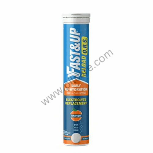 Fast&Up Reload O.R.S with Zinc & D-Glucose for Rehydration | Flavour Effervescent Tablet Orange