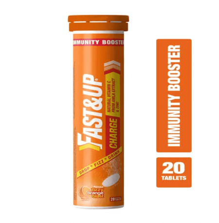 Fast&Up Charge with Natural Vitamin C from Amla & Zinc Flavour Effervescent Tablet Orange